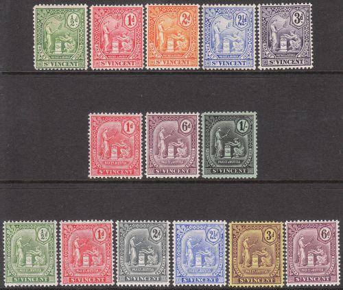 St vincent 1907 1908 1909 1910 1911 mint edv11 stamp sets