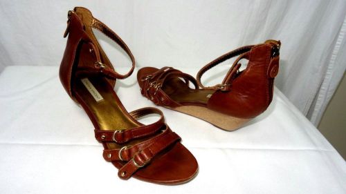 Cynthia vincent brown leather strappy sandals euc size sz 9