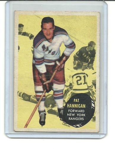 1961-62 topps hockey card# 58 pat hannigan (new york rangers) (rc)