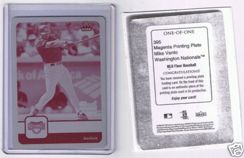 MIKE VENTO 1 OF 1 PRESS PLATE 2006 FLEER #395 NATIONALS