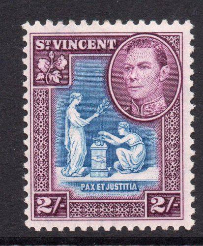 St Vincent 2/- Stamp c1938-47 Mounted Mint