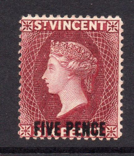 St Vincent 5 Pence on 6 Pence Stamp c1893-94 Mounted Mint