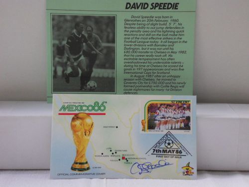 World cup mexico 1986 first day cover - st vincent - signed david speedie