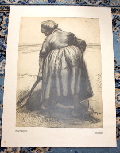 Large lithograph. vincent van gogh. &#034;&#034;digging peasant woman&#034; netherlands.