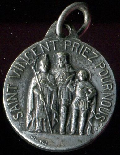 Antique silvered medal of st vincent signed karo