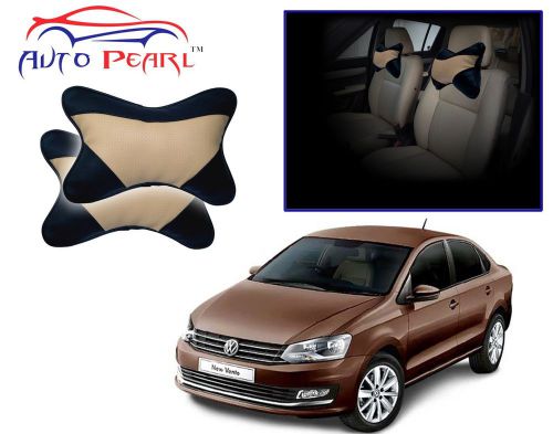 Premium make black&amp;beige car neck cushion/neck pillow 2 pcs. for - vento