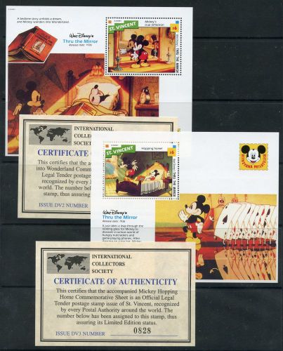Weeda st. vincent 1802-1803 vf mint nh set of $6 s/s, disney mickey issues cv$11