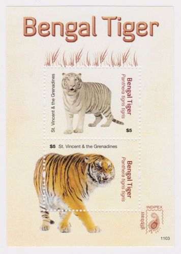 St Vincent | Bengal Tiger, Animals of India, 2011 | S/S MNH
