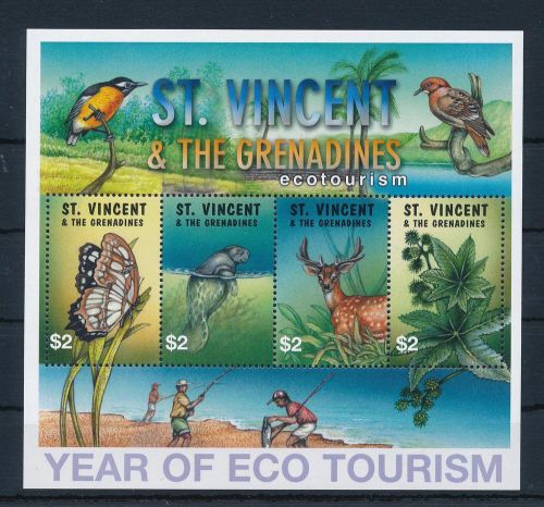 [33290] St. Vincent &amp; Grenadines 2002 Ecotourism Butterfly Deer MNH Sheet