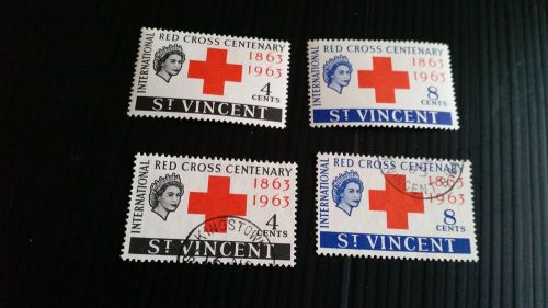 St.vincent 1963 sg 205-206 red cross  mh &amp; used