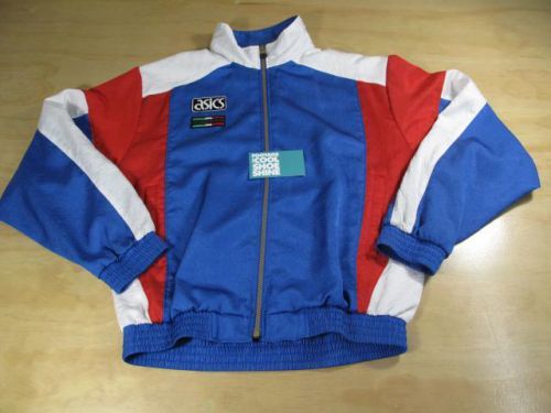 Vintage asics japan un colpo di vento windbreaker jacket blue 90-4 medium